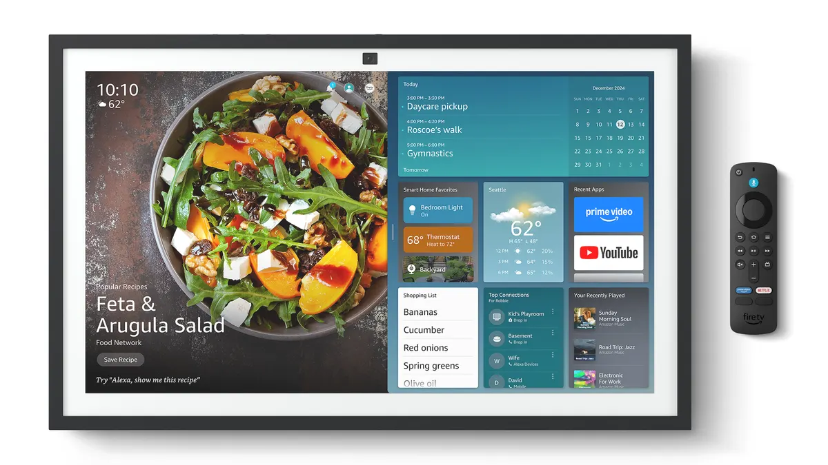 Amazon Echo Show 21 display with Fire TV remote